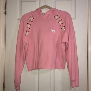 pink cropped hoodie